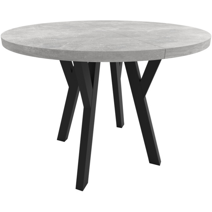 Okrągły stół ENZO 100cm rozkładany do 250cm beton jasny i czarne nogi