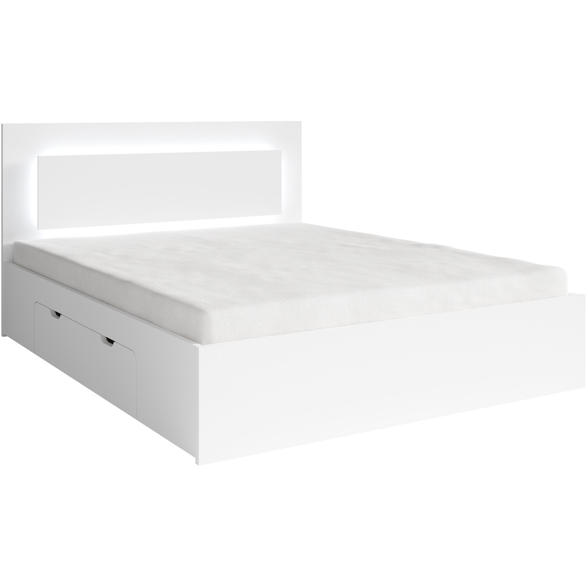 Łóżko LED z szufladami 160x200 NINO 05 biały