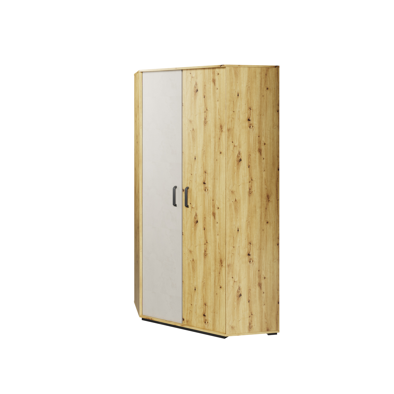 Szafa narożna 2D dąb artisan/raw steel/silk flou QUBIC QB01