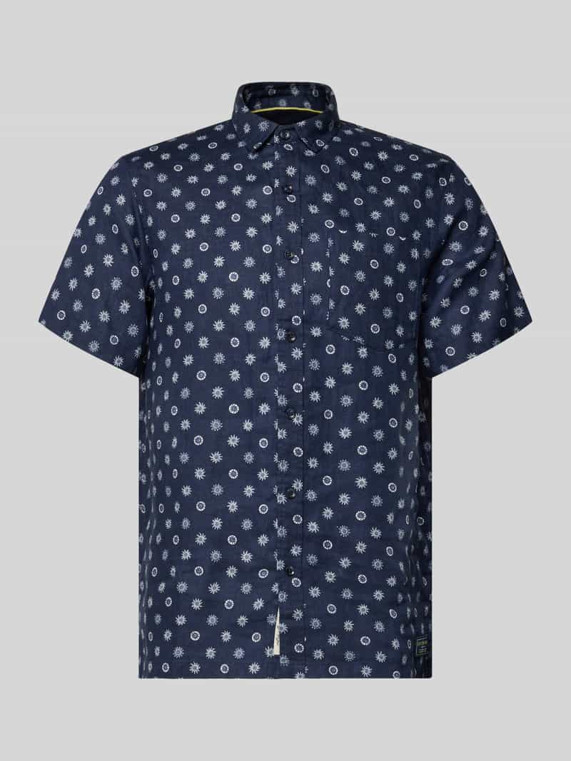 Koszula lniana o kroju regular fit z brustaszą