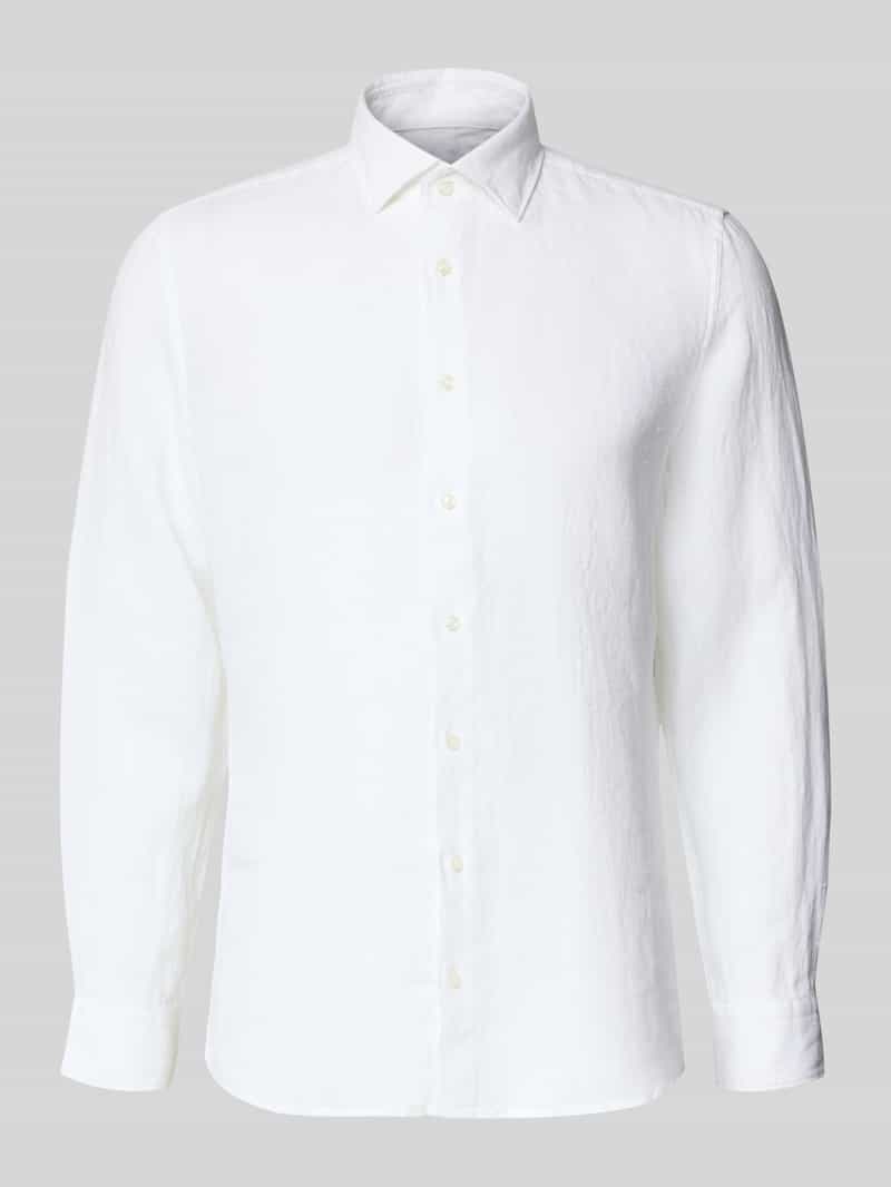 Koszula o kroju slim fit biznes z lnu z kołnierzykiem typu kent