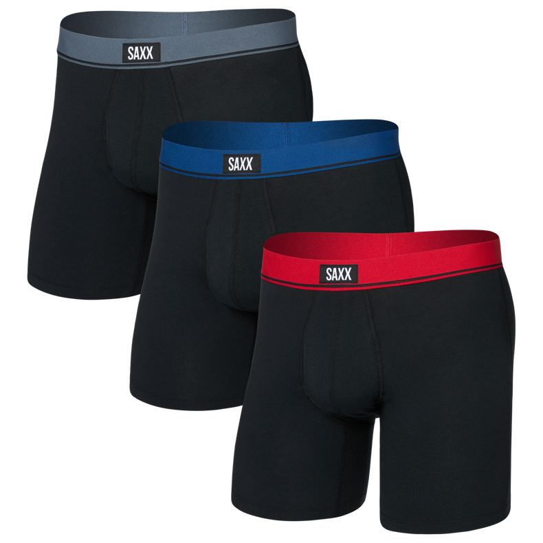 Męskie bokserki Saxx Essential Cotton Boxer Brief Fly 3Pk Rozmiar: L / Kolor: czarny/niebieski