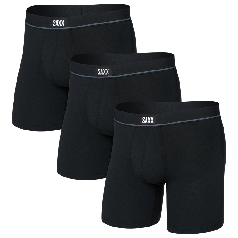 Męskie bokserki Saxx Essential Cotton Boxer Brief Fly 3Pk Rozmiar: L / Kolor: czarny/szary