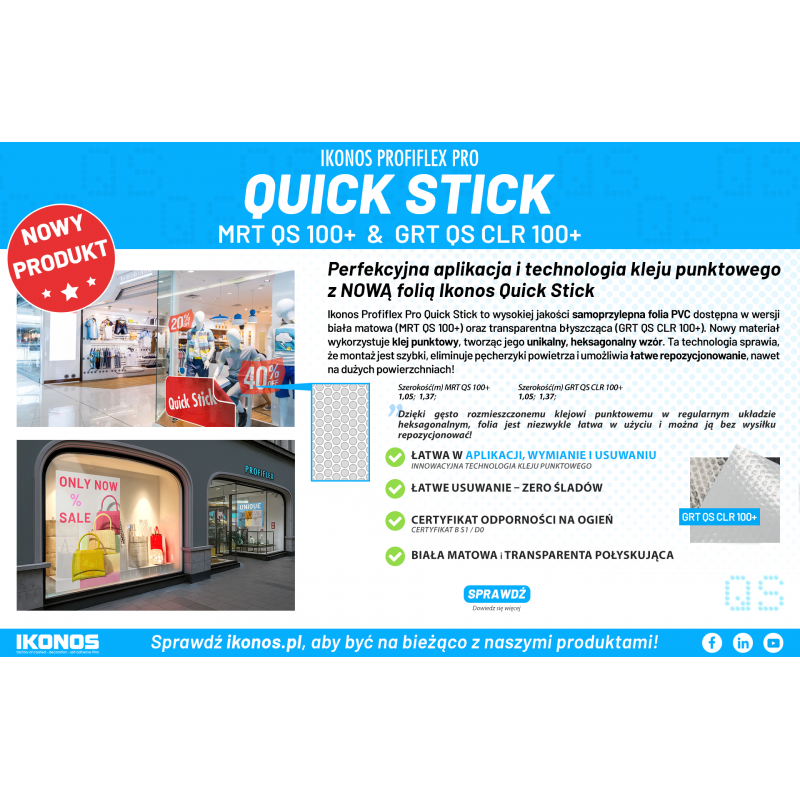 Ikonos Folia Profiflex Pro Quick-stick Mrt Qs 100+ 1,37x50m White Matte