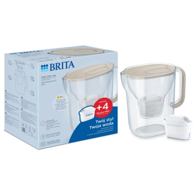 Dzbanek filtrujący BRITA Style Essential XL Piaskowy + 4 x Wkład Maxtra Pro