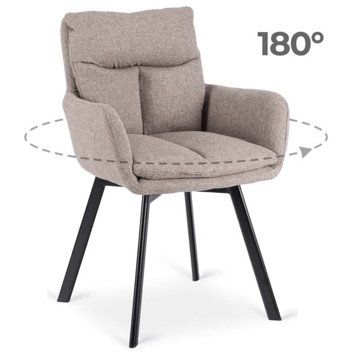 Krzesło Tapicerowane Obrotowe do Salonu CORTADO Brązowe Nowoczesne