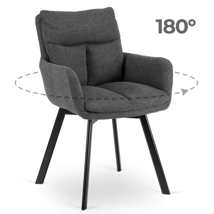 Krzesło Tapicerowane Obrotowe do Salonu CORTADO Ciemnoszare Nowoczesne