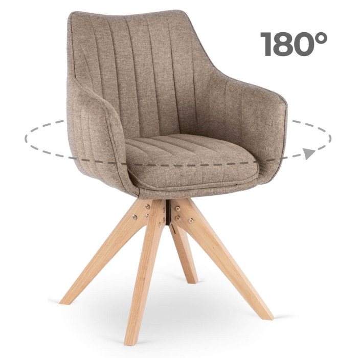 Krzesło Tapicerowane Obrotowe do Salonu LEMON Beżowe Nowoczesne Skandynawskie
