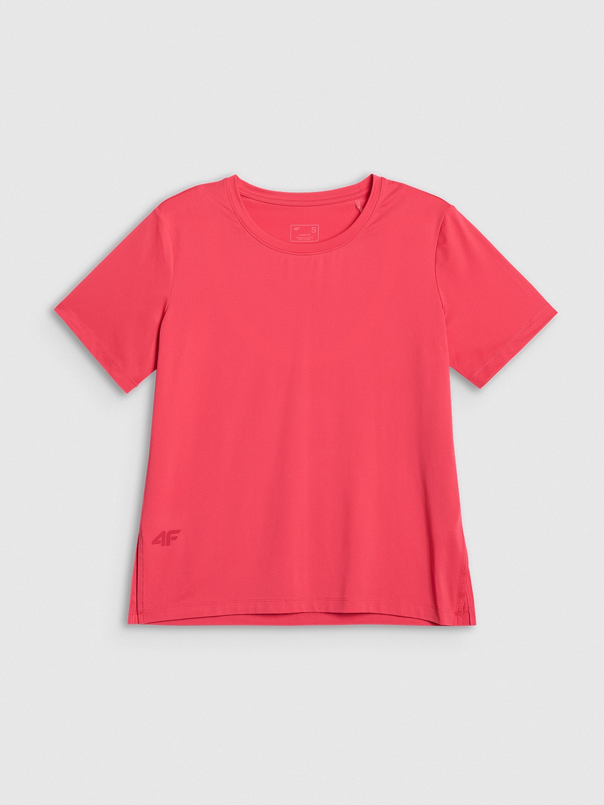 4F Koszulka treningowa loose szybkoschnąca damska - koralowa XXL
