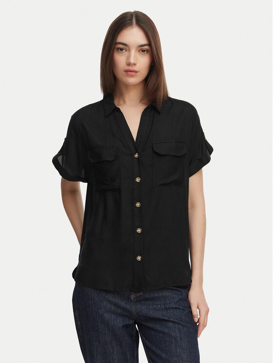 Vero Moda Koszula Bumpy 10310139 Czarny Regular Fit