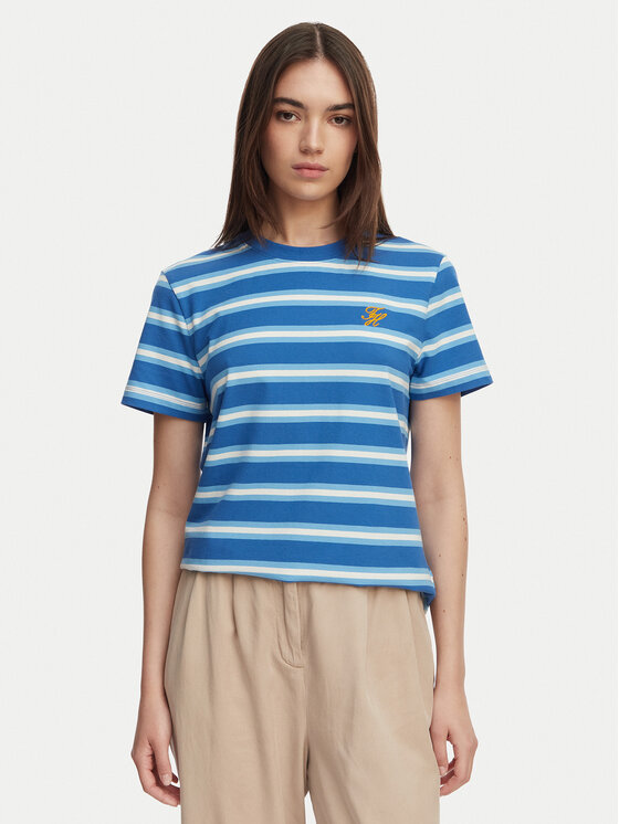 Tommy Hilfiger T-Shirt Logo Embroidery WW0WW48699 Niebieski Regular Fit