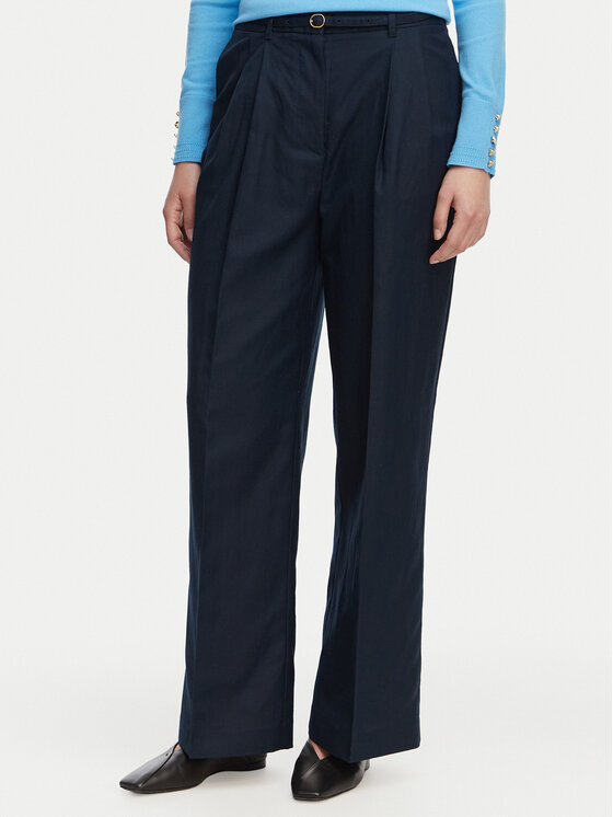 Tommy Hilfiger Spodnie materiałowe WW0WW48884 Granatowy Wide Leg