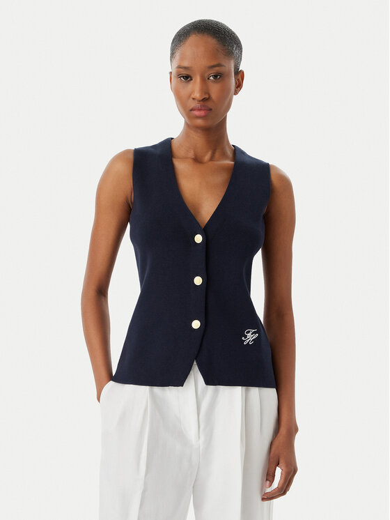 Tommy Hilfiger Top WW0WW49707 Granatowy Slim Fit