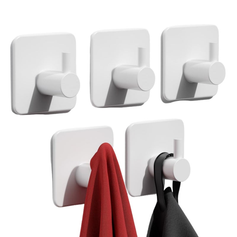 5 sztuk samoprzylepnych haczyków ściennych ze stali nierdzewnej: Do łazienki, wodoodporne i olejoodporne – idealne do białego wieszaka na ręczniki