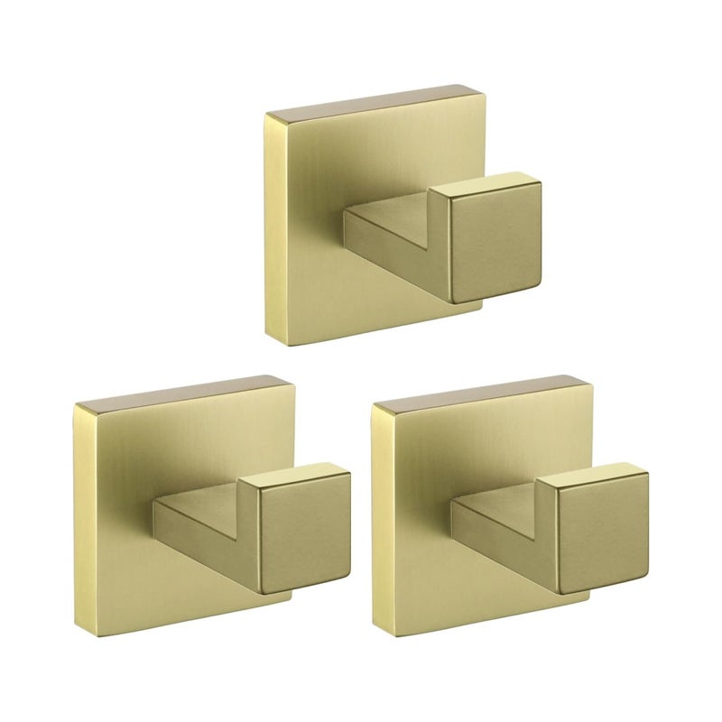 3-Pak Wieszaków na Ręczniki: Kwadratowe, Solidne, Mosiężne – Do Łazienki i Kuchni