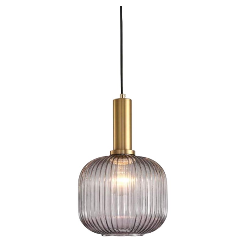 HJXDtech - Vintage Industrialny Szklany Lampion, Lampa Sufitowa z Polerowanym Mosiądzem, Lampa Wisząca do Jadalni Cu