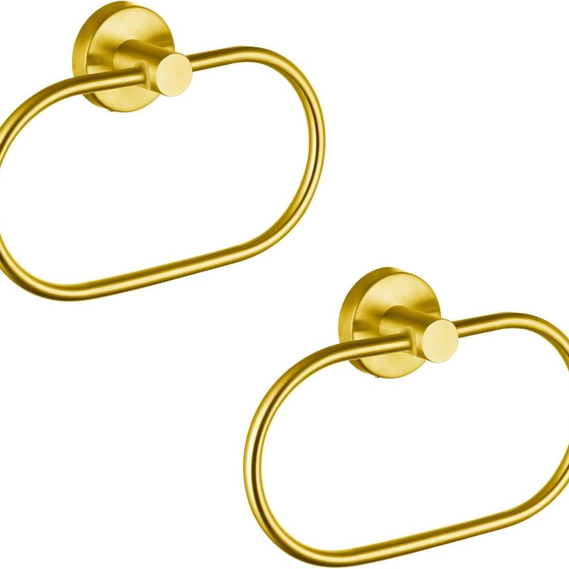 Zestaw 2 złotych pierścieni na ręczniki - nowoczesny uchwyt ścienny ze stali nierdzewnej - akcesoria łazienkowe