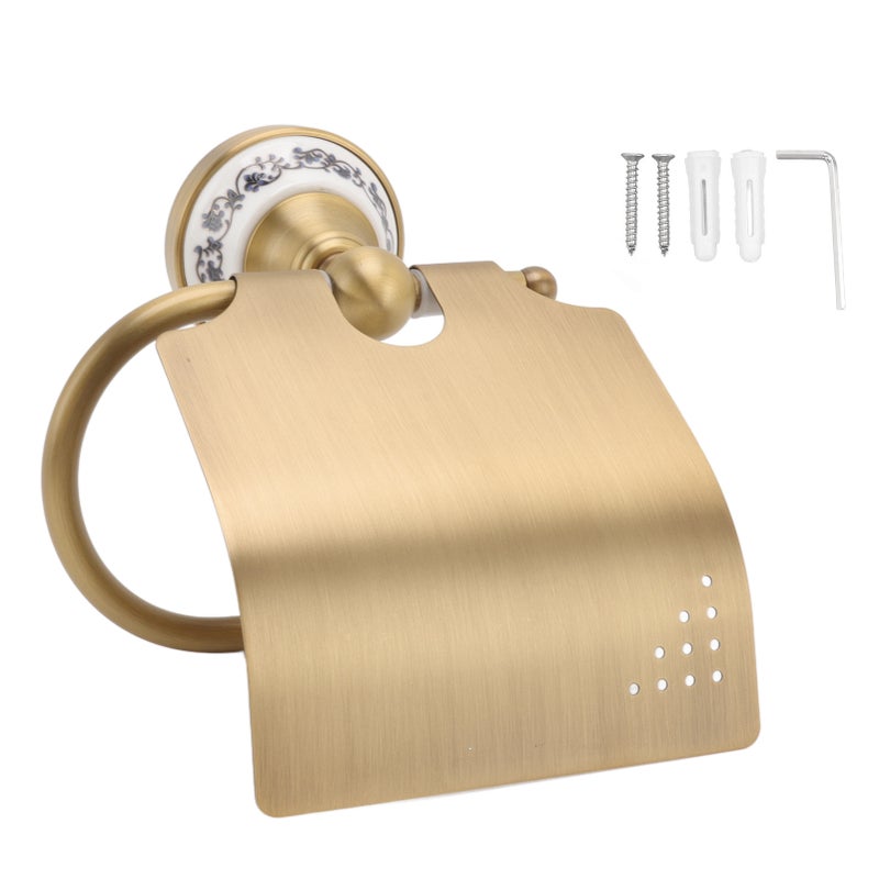 Wieszak na papier toaletowy w stylu vintage, metalowy wieszak na ręczniki z porcelanową dekoracją, montowany na ścianie do łazienki
