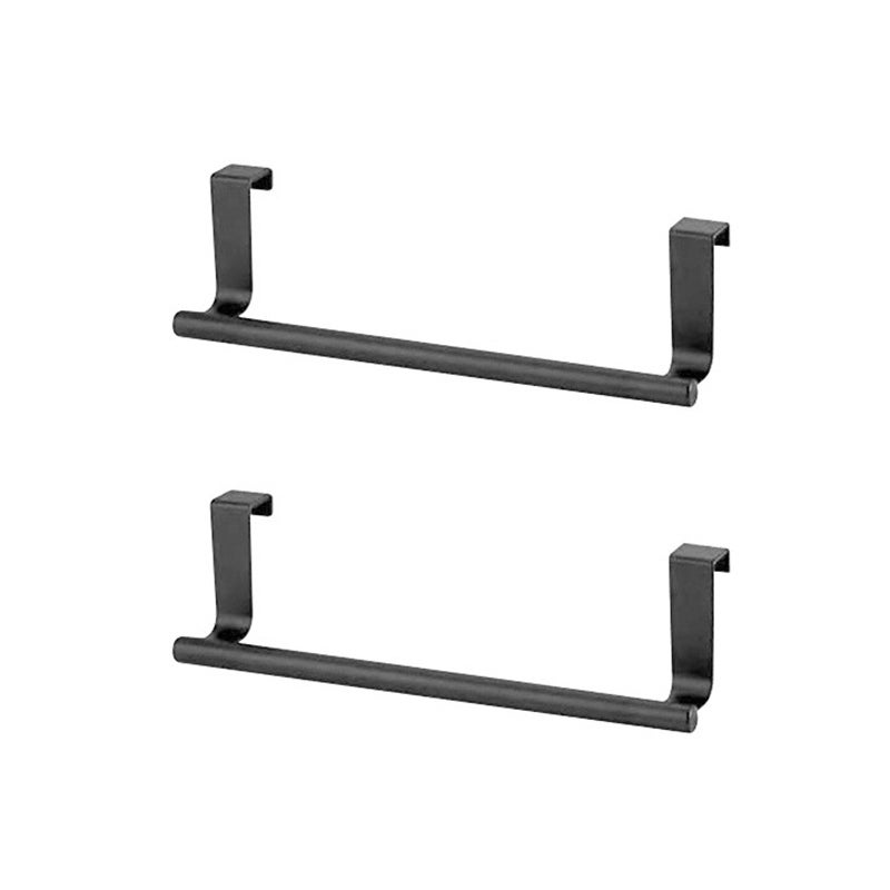 Haczyki na ręczniki kuchenne, wiszący uchwyt do przechowywania bez przebijania, mały rozmiar (23x6.2cm), czarny, 2 sztuki