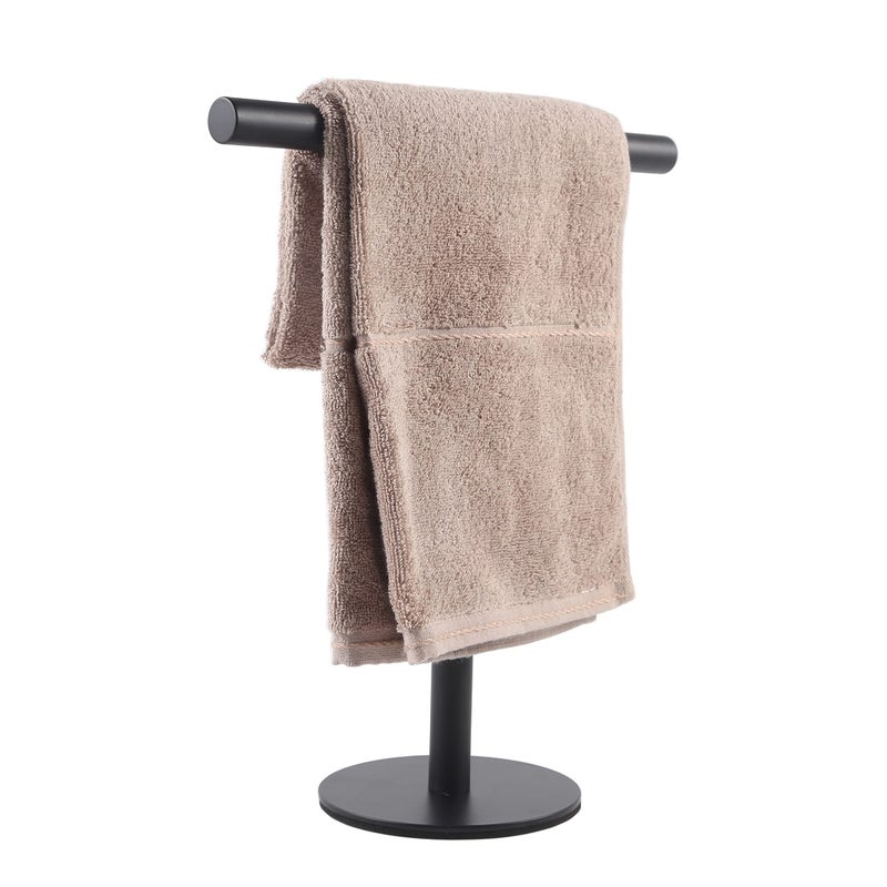 Wieszak na ręczniki łazienkowy, wieszak na ręczniki w kształcie litery T, wieszak na ręczniki ze stali nierdzewnej, czarny, 26*30,5*12cm