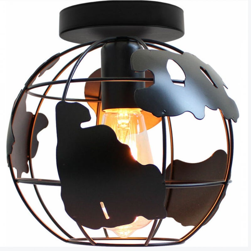 Lampa sufitowa industrialna klatka metalowa wisząca żyrandol E27 40W czarna 1 szt.