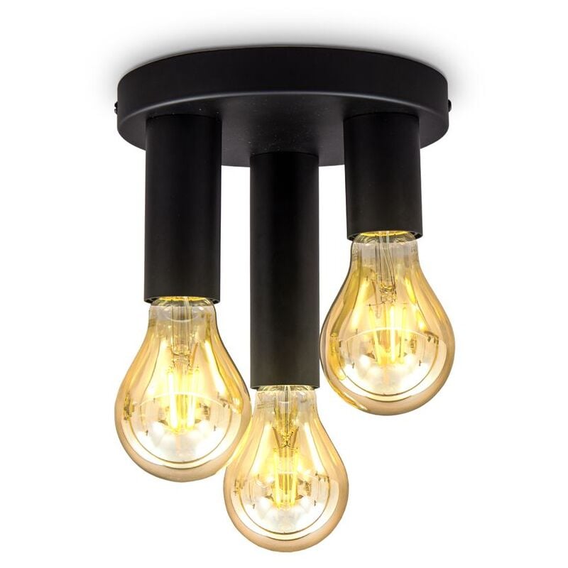 B K Licht plafon retro gniazda na żarówki o mocy max metal czarny mat oświetlenie designerskie sufitowe do sypialni salonu jadalni