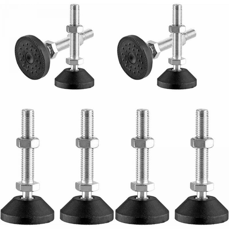 Regulowane nóżki 8 sztuk - 40 mm - M8 x 50 mm - Czarno-srebrne - Stal nierdzewna - Udźwig 300 kg - Regulowane
