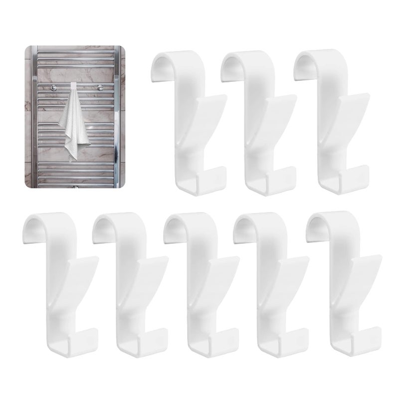 8 sztuk Haczyków na Grzejnik do Suszenia Ręczników Łazienkowych Pasujących do Wszystkich Standardowych Grzejników (Białe)