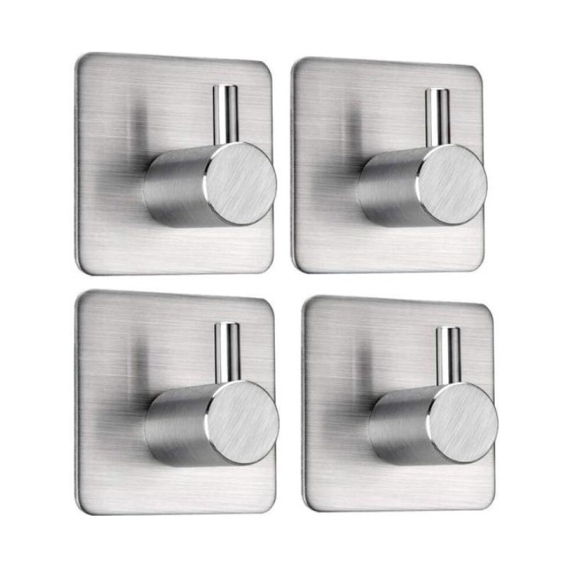 Samoprzylepny haczyk na ręczniki, wieszak na ręczniki bez wiercenia, haczyki ścienne na ubrania, 4 haczyki ze stali nierdzewnej do 8 kg