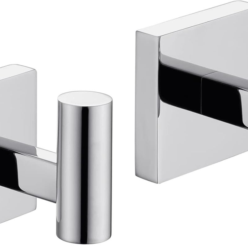 Zestaw 2 haczyków na szlafrok, do łazienki, kuchni, ścienny, ze stali nierdzewnej chromowanej