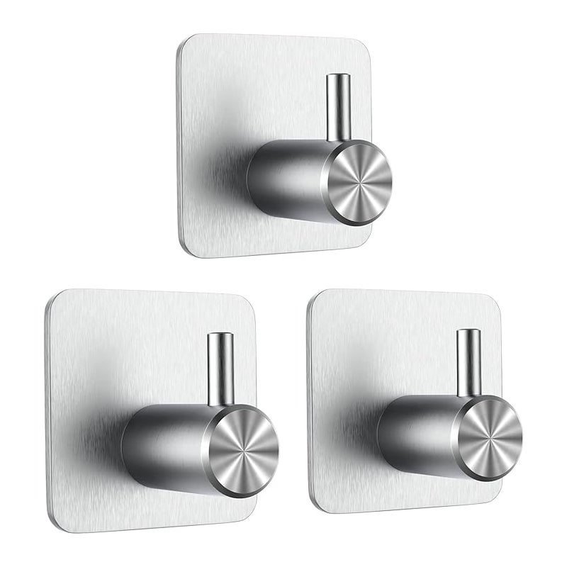 3 szt. haczyk samoprzylepny 3M, haczyk ścienny do łazienki, haczyk na ręcznik bez wiercenia, haczyk na ręcznik kuchenny ze stali nierdzewnej, srebrny