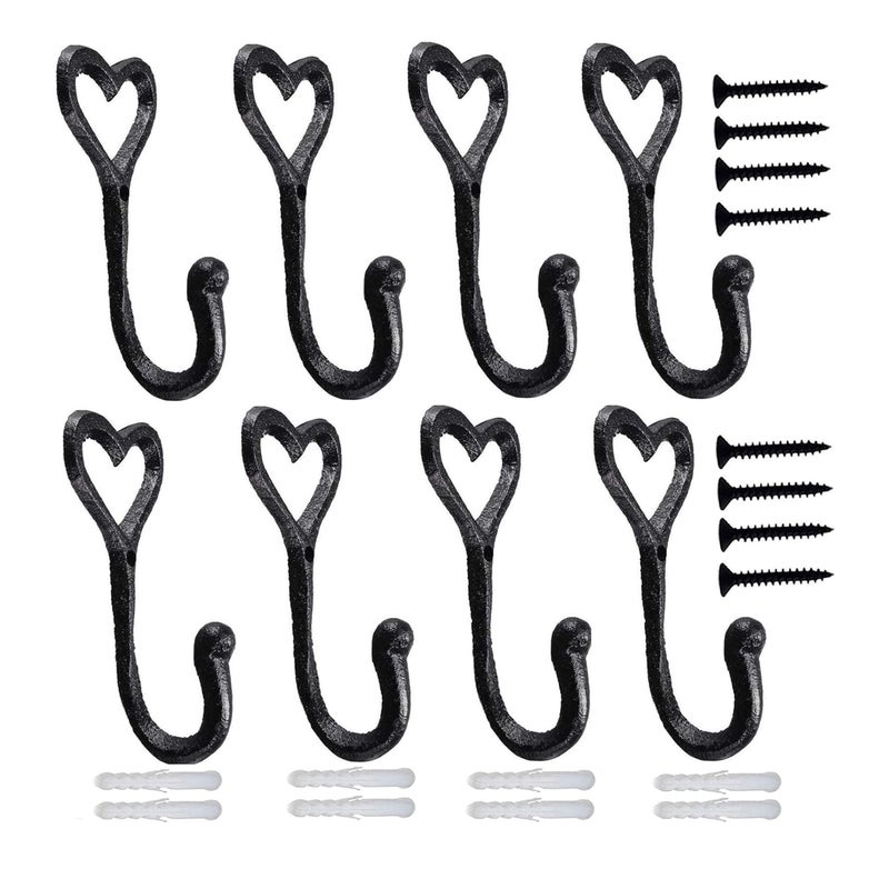 Haczyki ścienne dekoracyjne, haczyk na ręczniki i płaszcze, zestaw 8 haczyków na torby – wieszak na płaszcze w stylu vintage z odlewu, stojak Love H