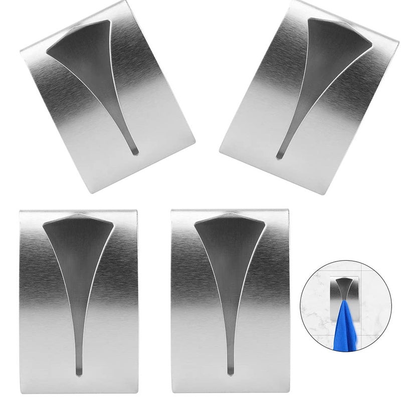 Zestaw 4 wieszaków na ściereczki kuchenne, samoprzylepny uchwyt na ręczniki do łazienki, samoprzylepny wieszak na ścierki, metalowy haczyk na ręczniki