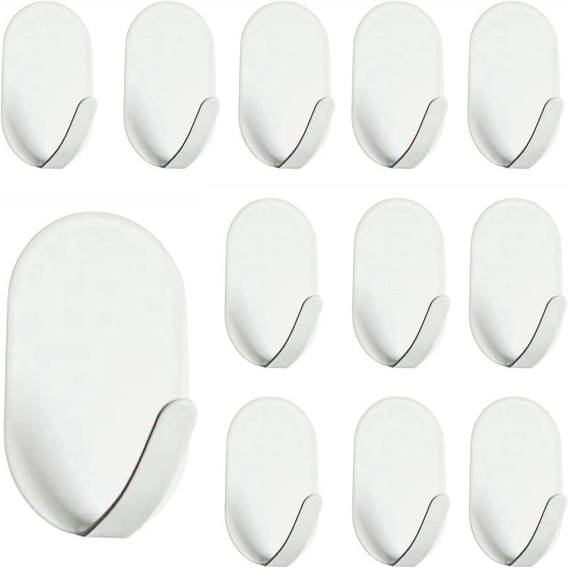 10 sztuk samoprzylepnych haczyków, białe samoprzylepne haczyki do ścian łazienkowych, odporne na rdzę, samoprzylepne haczyki, nie wymagają wiercenia