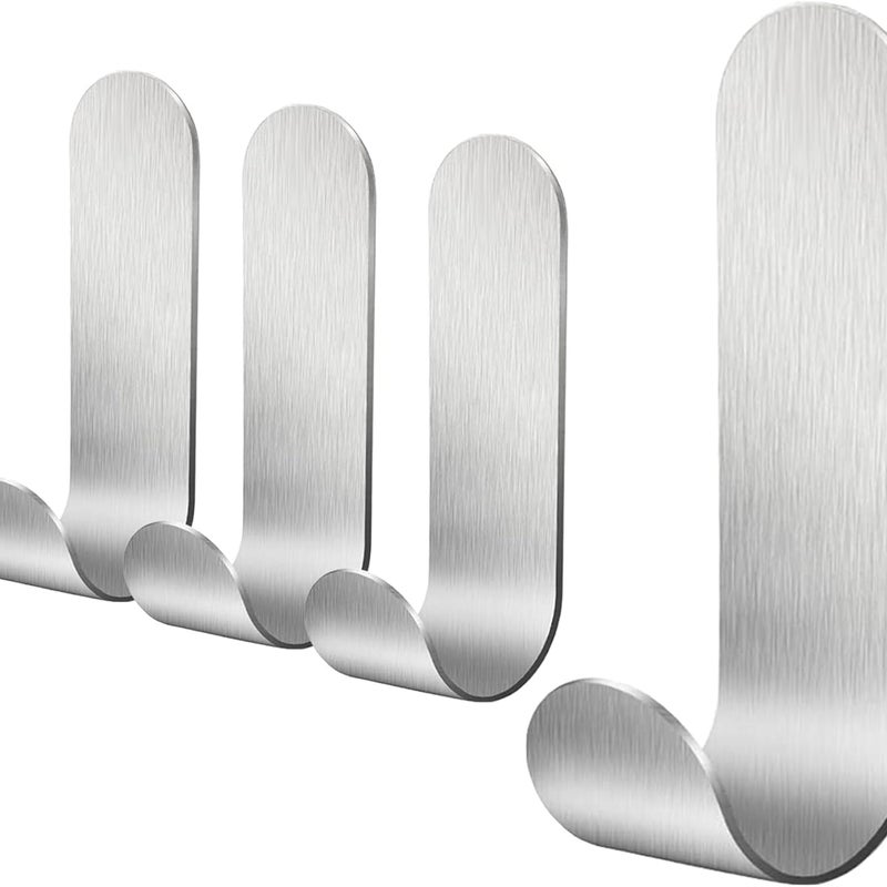 4-częściowe samoprzylepne haczyki ze stali nierdzewnej, haczyki samoprzylepne, do ręczników, kluczy, do domu, kuchni, łazienki, odporne na rdzę i wodo