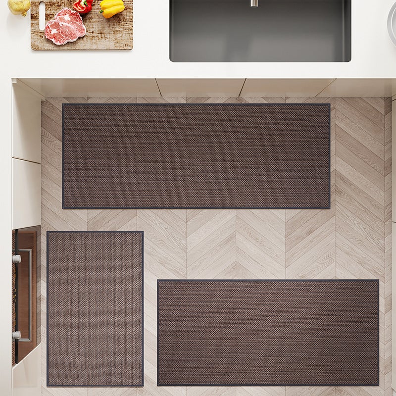 Lnian dywanik kuchenny, antypoślizgowy, z możliwością prania, spód z gumy, 50 x 80 cm (w przybliżeniu), szaro-brązowy