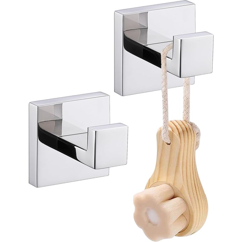 Zestaw 2 akcesoriów łazienkowych, polerowany chrom, wieszaki na szlafroki, wieszaki na ręczniki, uchwyt ścienny do łazienki, stal nierdzewna