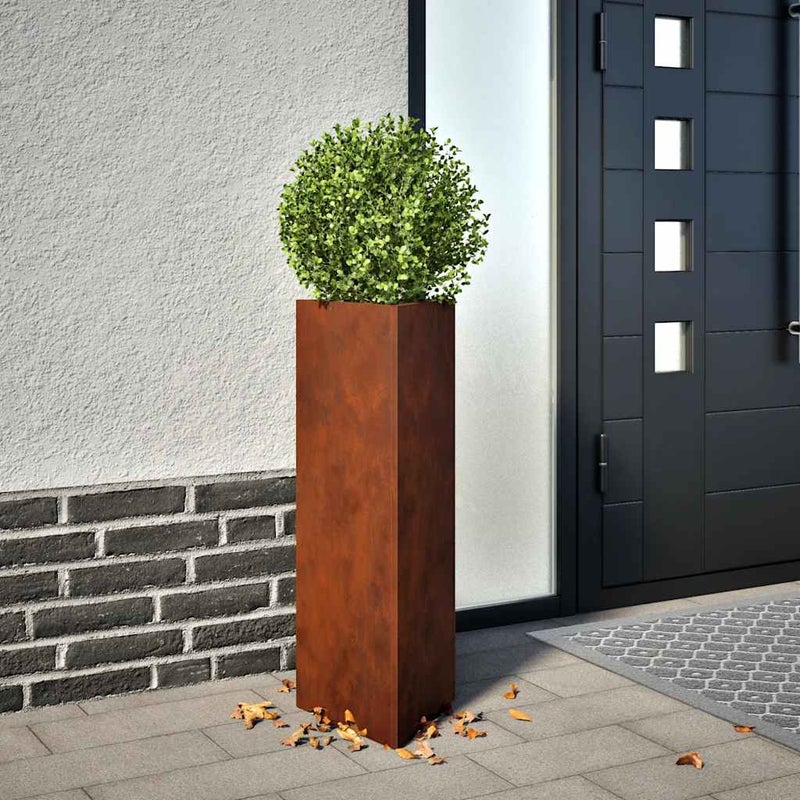 vidaXL Doniczki ogrodowe 2 szt. trójkątne 30x26x75 cm stal kortenowska