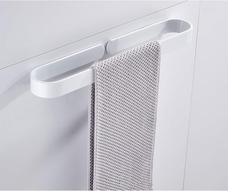 Samoprzylepny uchwyt na ręczniki ścienny z aluminium do łazienki, idealny do kuchni lub łazienki, biały, 30 cm