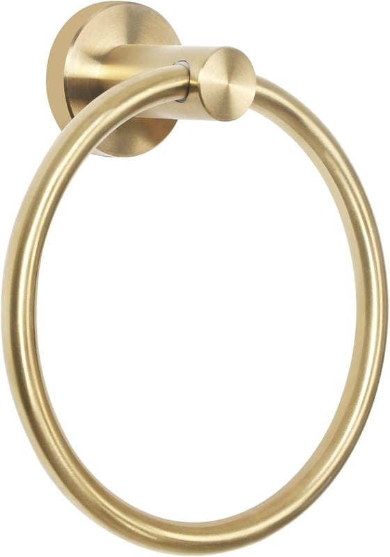 Szczotkowany złoty uchwyt na ręczniki łazienkowe, okrągły uchwyt na ręczniki naścienny ze stali nierdzewnej SUS 304, wykończenie w kolorze szczotkowan