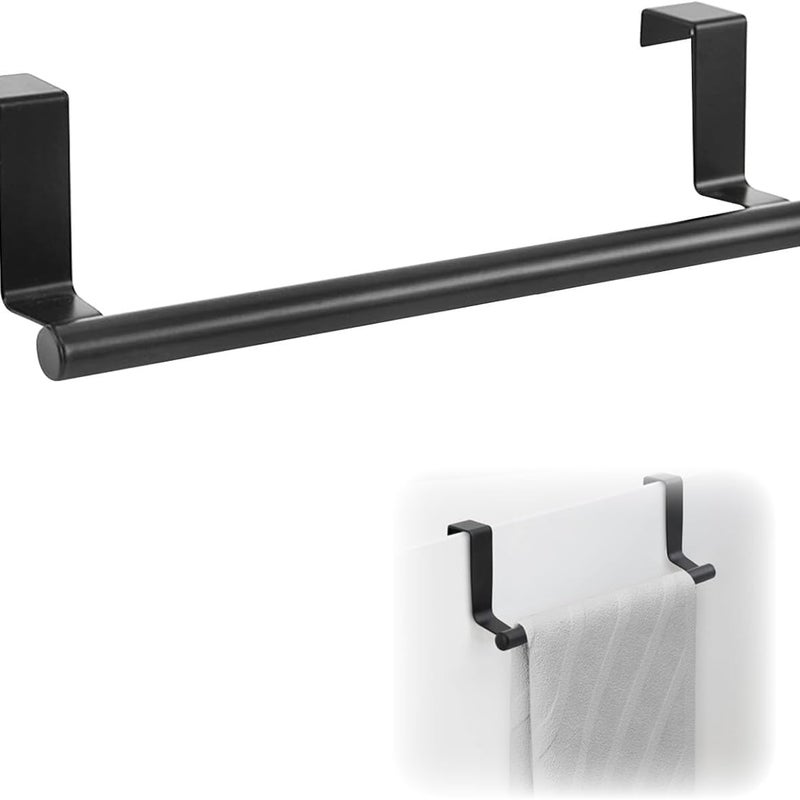 Uchwyt na ręczniki drzwiowy, uchwyt na ręczniki kuchenne ze stali nierdzewnej, wiszący uchwyt na ręczniki, do wieszania ręczników, 23 cm, czarny