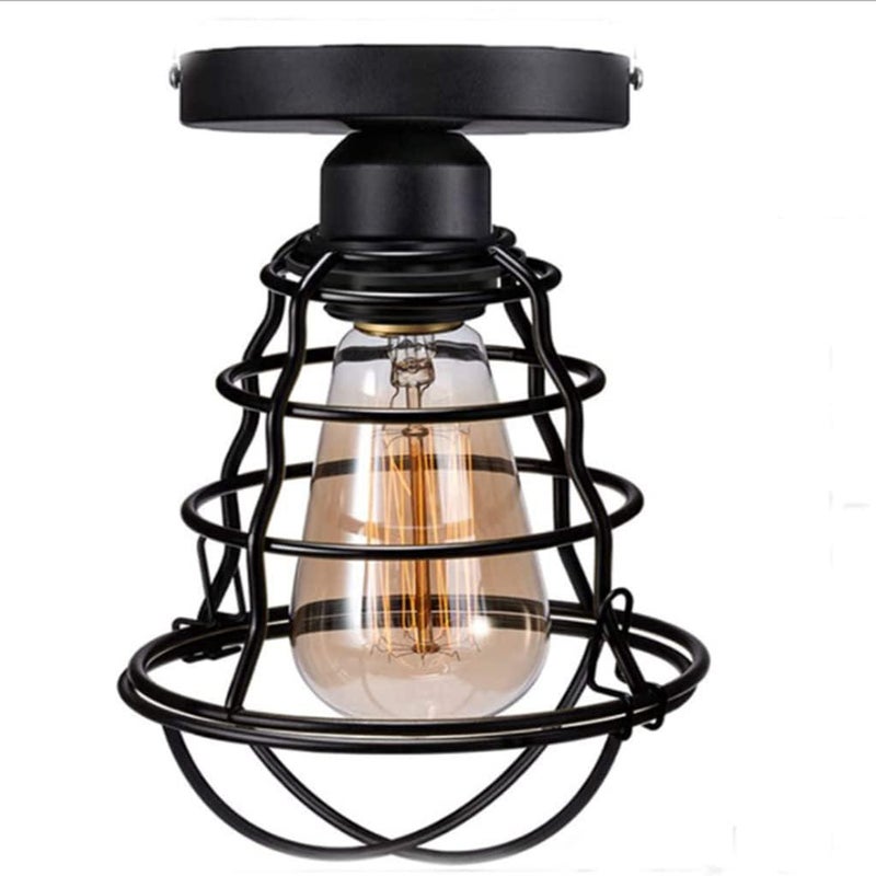 Stara lampa sufitowa Retro metal, design przemysłowy, światło retro, 1-płomienna, czarna, lampa sufitowa Ø15x19cm, korytarz, balkon, łazienka, sypialn