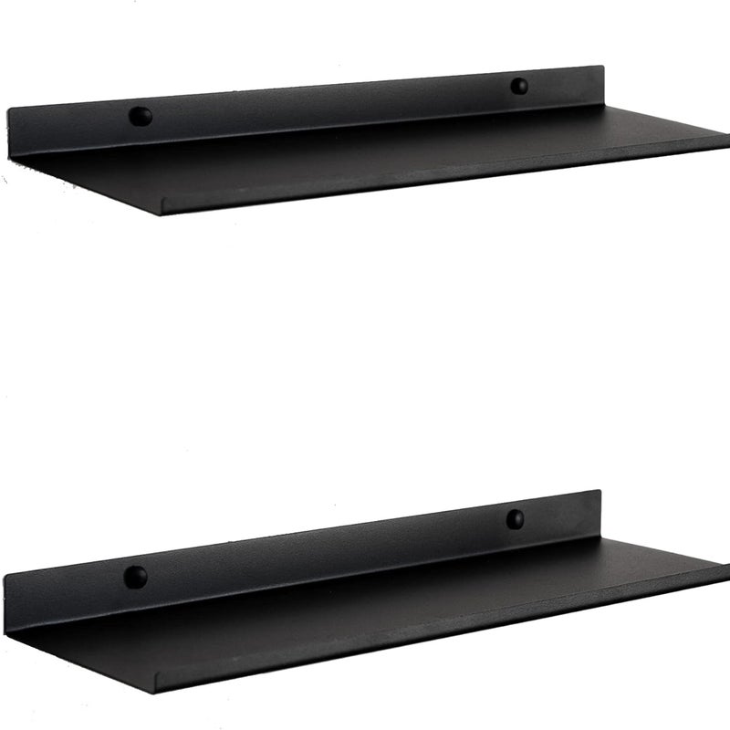 Czarna półka ścienna - zestaw 2 metalowych półek 50 cm - półka łazienkowa, do salonu, kuchni, sypialni lub biura