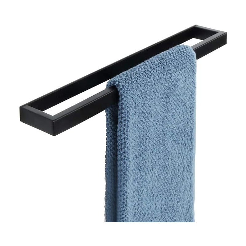 Wieszak na ręczniki łazienkowy, pierścień na ręczniki, czarny wieszak na ręczniki, stal nierdzewna SUS304, 40 cm, montaż ścienny