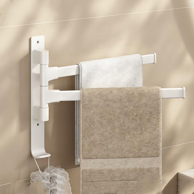 Wieszak na ręczniki ścienny bez wiercenia Obrotowy o ramiona Samoprzylepny wieszak na ręczniki ścienny Do kuchni łazienki i garderoby biały