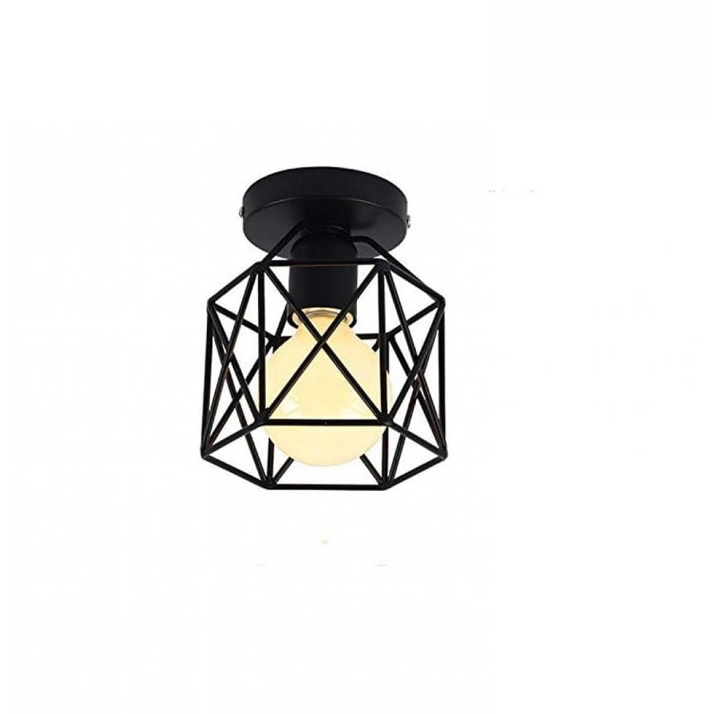 Lampa sufitowa w stylu industrialnym retro, metalowa, w kształcie sześcianu, żelazna, wisząca, do salonu, sypialni, baru, jadalni, czarna, 1 szt.