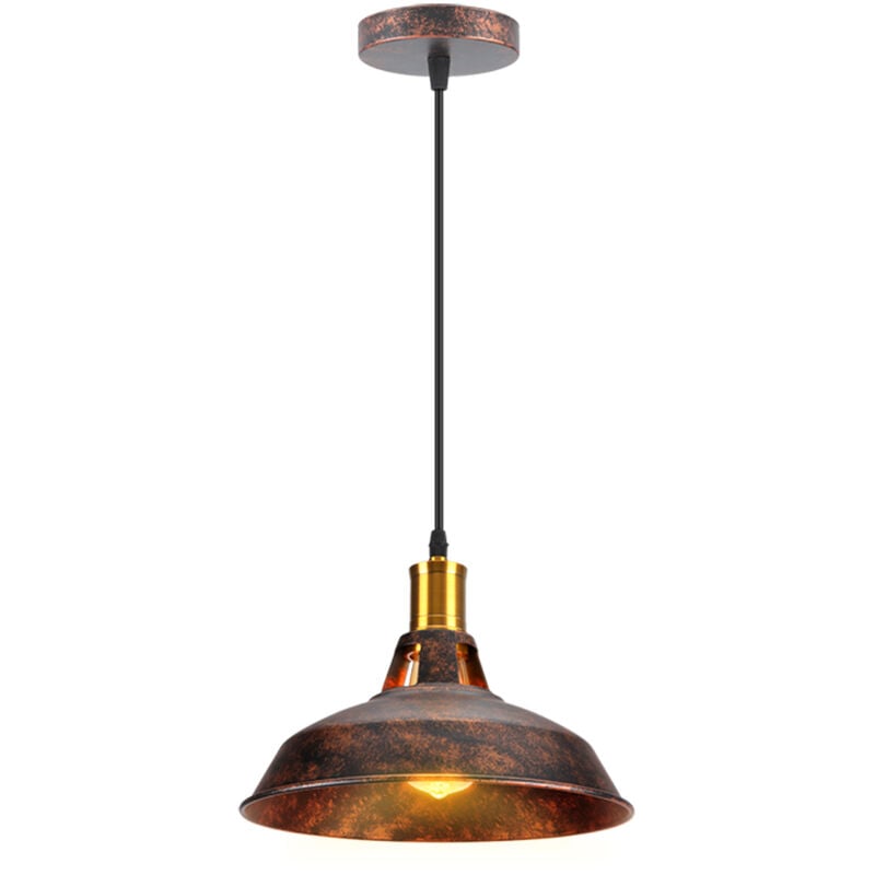 Lampa wisząca druciana w stylu retro 27CM Żyrandol wiszący Vintage Oprawa oświetleniowa do klatki schodowej Sypialnia Rdza 1SZT