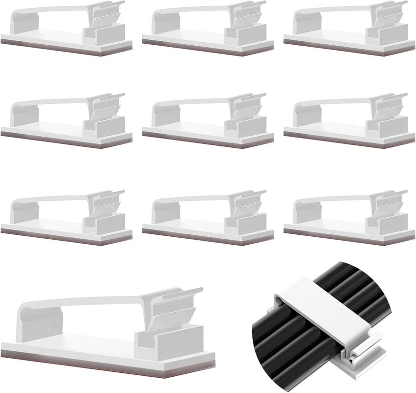 10 szt. samoprzylepnych uchwytów do kabli, trwałe klipsy do telewizora, komputera, laptopa, kabla Ethernet, domu, biura, białe