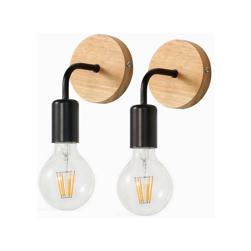 Industrialne kinkiety ścienne do wnętrz, 2 sztuki, drewniano-metalowa lampa ścienna, retro dekoracja ścienna do salonu, sypialni