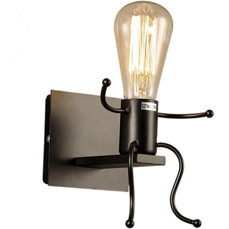 E27 Creative Belle Nain Lampa Ścienna Industrialna Retro Czarna Metalowa Lampa Kinkietowa (Żarówka nie jest dołączona)